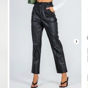 Princess polly encore faux leather black pants size 6